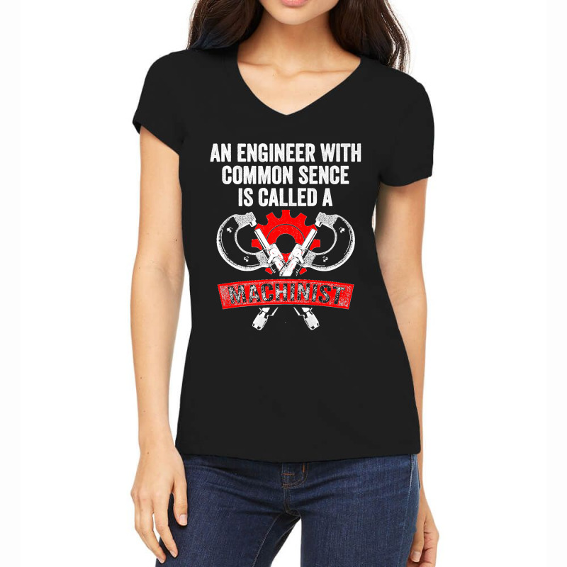 Machinist Engineer Machine Operator Machining Premium Women's V-Neck T-Shirt by TROYHADLEYTRAVIS | Artistshot