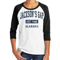 Jackson's Gap Alabama Al Vintage Sports Established Navy Des Pullover Youth 3/4 Sleeve | Artistshot