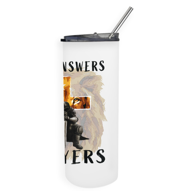 God Answers Prayers Warrior Men Christian Cross Lion Graphic T Shirt Skinny Tumbler | Artistshot