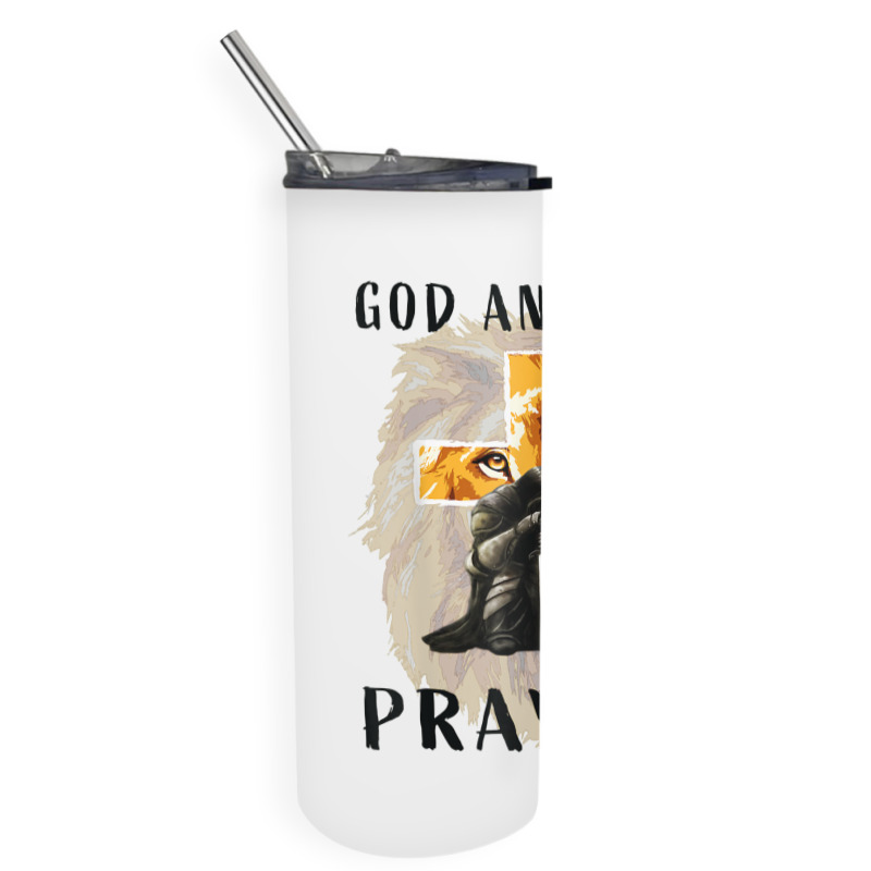 God Answers Prayers Warrior Men Christian Cross Lion Graphic T Shirt Skinny Tumbler | Artistshot