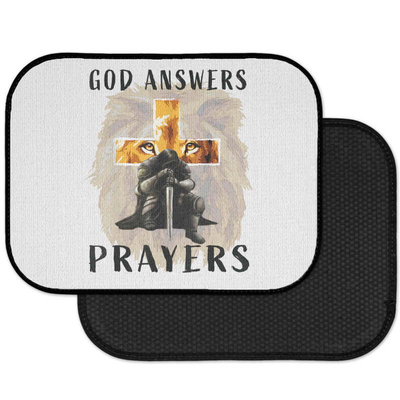 God Answers Prayers Warrior Men Christian Cross Lion Graphic T Shirt Rear Car Mat | Artistshot