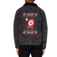 Dabbing Santa Ugly Sweater Unisex Sherpa-lined Denim Jacket | Artistshot