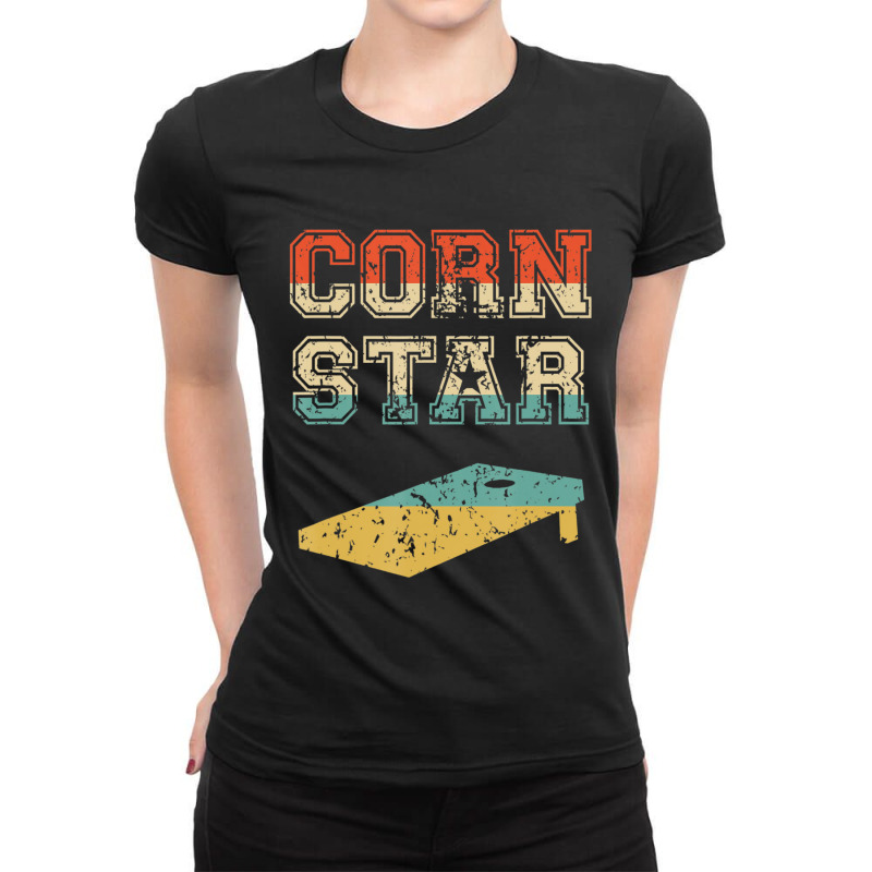 Corn Star Funny Cornhole Tournament Ladies Fitted T-Shirt by femalesbaubles | Artistshot