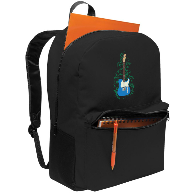 Blue T-style Electric Guitar Flowering Vines Backpack | Artistshot