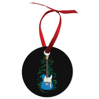 Blue T-style Electric Guitar Flowering Vines Ornament | Artistshot