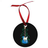 Blue T-style Electric Guitar Flowering Vines Ornament | Artistshot