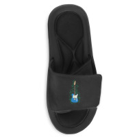 Blue T-style Electric Guitar Flowering Vines Slide Sandal | Artistshot