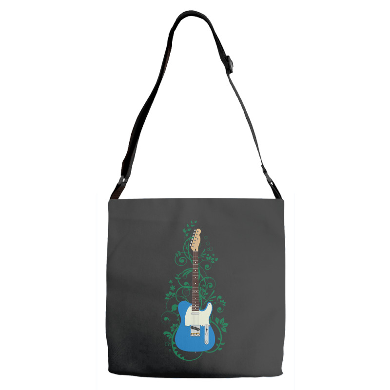 Blue T-style Electric Guitar Flowering Vines Adjustable Strap Totes | Artistshot