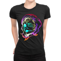 Colorful Stylized Female Calaveras Makeup Day Of The Dead Pullover Hoo Ladies Fitted T-shirt | Artistshot