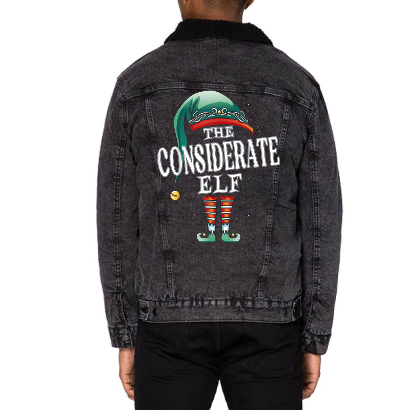 Considerate Elf Christmas Group Xmas Pajama Party T Shirt Unisex Sherpa-lined Denim Jacket | Artistshot