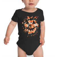 Orange Tie Dye Jack O Lantern Face Hippie Halloween Baby Bodysuit | Artistshot