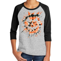 Orange Tie Dye Jack O Lantern Face Hippie Halloween Youth 3/4 Sleeve | Artistshot