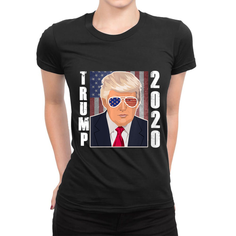 Womens Trump 2020 Funny Trump Sunglasses Ladies Fitted T-Shirt by fenderbendable | Artistshot