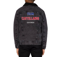 Distressed Team Castellanos Proud Family Last Name Surname T Shirt Unisex Sherpa-lined Denim Jacket | Artistshot