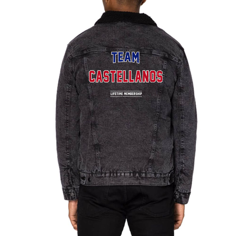 Distressed Team Castellanos Proud Family Last Name Surname T Shirt Unisex Sherpa-Lined Denim Jacket by chipbeltzox | Artistshot