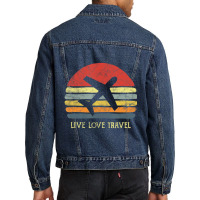 Vintage Travel World Traveler Themed Gift Love Traveling Men Denim Jacket | Artistshot