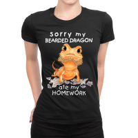 Funny Bearded Dragon Cute Lizard Beardie Ate My Homework Ladies Fitted T-shirt | Artistshot