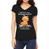 Funny Bearded Dragon Cute Lizard Beardie Ate My Homework Women's V-neck T-shirt | Artistshot