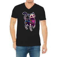 Cute Day Of The Dead Mexico Calavera Sugar Skull Cat Moon T Shirt V-neck Tee | Artistshot