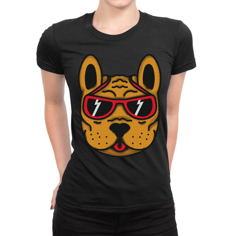 Dog Wearing Sunglasses-48zyb Ladies Fitted T-Shirt by declangreenwood | Artistshot