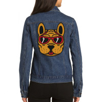 Dog Wearing Sunglasses-48zyb Ladies Denim Jacket | Artistshot