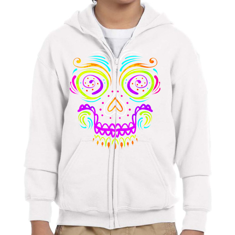 Big Calaveras Makeup Sugar Skull Day Of The Dead Sweatshirt Youth Zipper Hoodie by men.adam | Artistshot