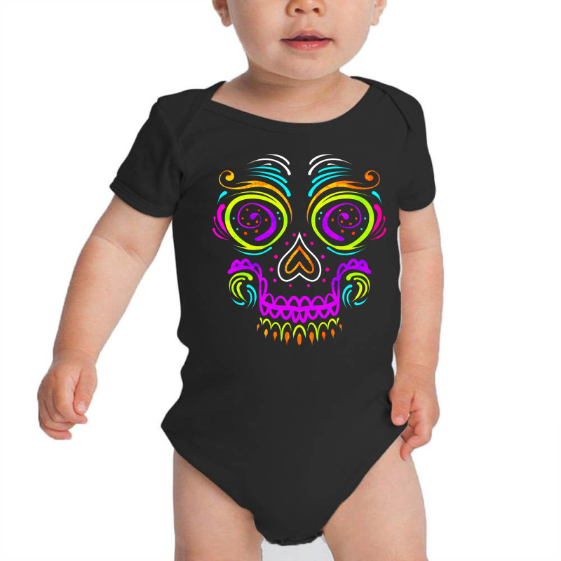 Big Calaveras Makeup Sugar Skull Day Of The Dead Sweatshirt Baby Bodysuit by men.adam | Artistshot