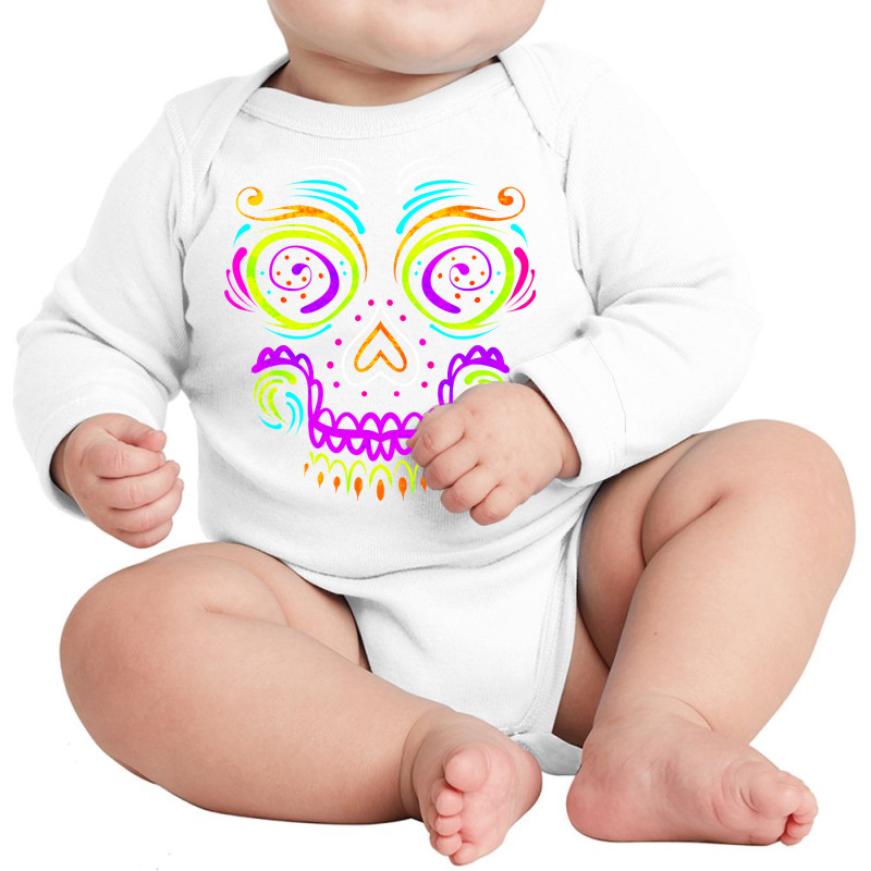 Big Calaveras Makeup Sugar Skull Day Of The Dead Sweatshirt Long Sleeve Baby Bodysuit by men.adam | Artistshot