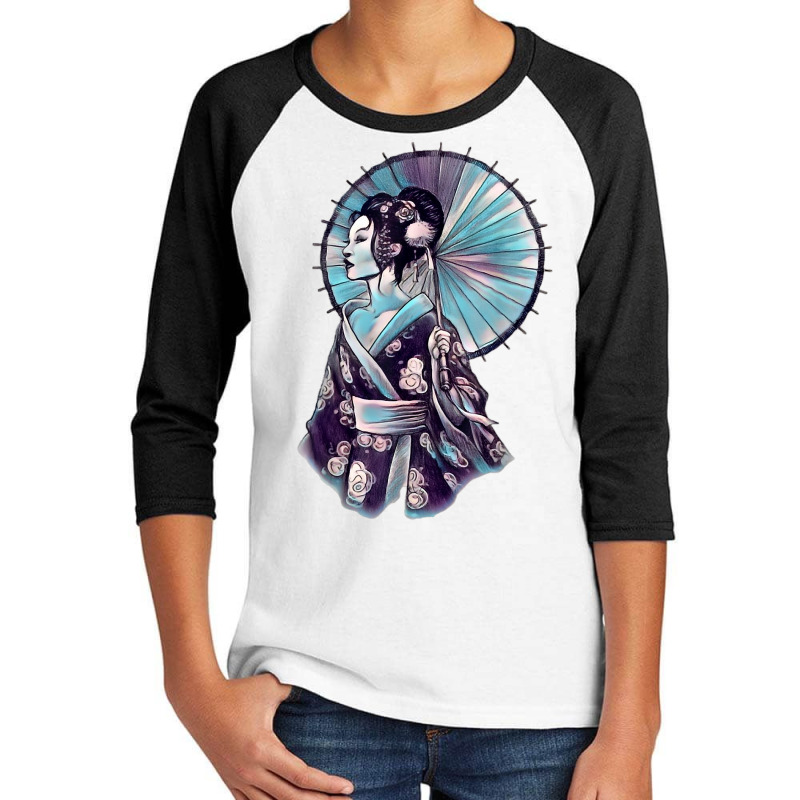 Geisha Watercolor Tokyo Parasol T Shirt Youth 3/4 Sleeve by anitrasargisg5b | Artistshot