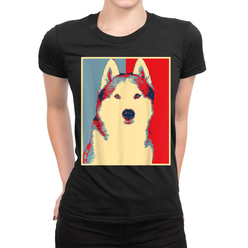 Dog Artwork Husky   Vintage Silhouette Siberian Husky T Shirt Ladies Fitted T-Shirt by tousey | Artistshot