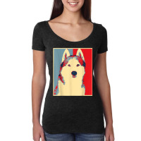 Dog Artwork Husky   Vintage Silhouette Siberian Husky T Shirt Women's Triblend Scoop T-shirt | Artistshot