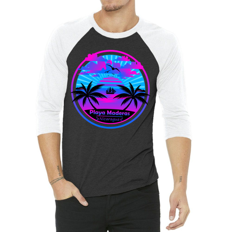 Playa Maderas Beach Nicaragua Palm Trees Sunset Summer Tee 3/4 Sleeve Shirt by EdieTiffany | Artistshot