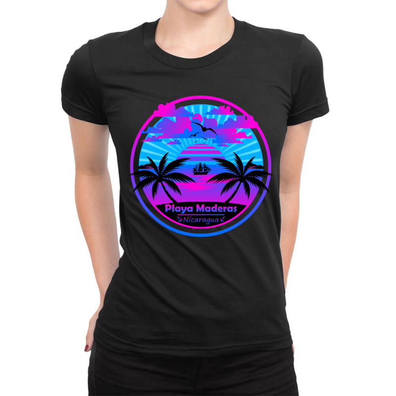 Playa Maderas Beach Nicaragua Palm Trees Sunset Summer Tee Ladies Fitted T-Shirt by EdieTiffany | Artistshot