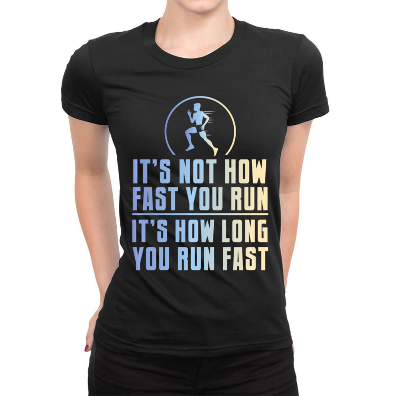 Funny Long Distance Runner Xc Coach Cross Country Gift Ladies Fitted T-Shirt by behindcedar22 | Artistshot