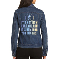 Funny Long Distance Runner Xc Coach Cross Country Gift Ladies Denim Jacket | Artistshot