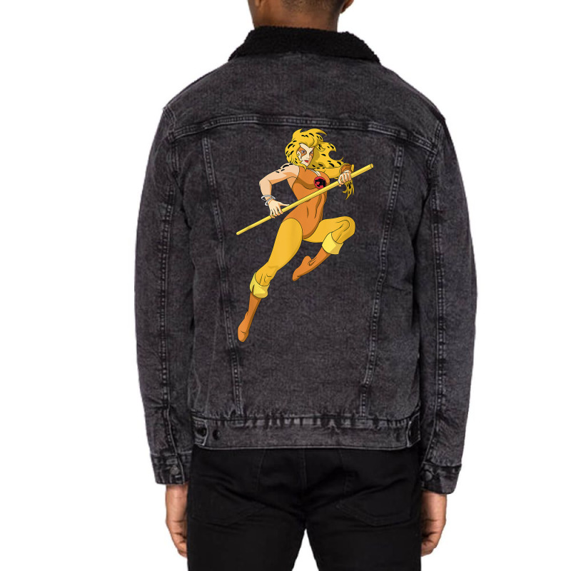 Thundercats Cheetara Portrait Unisex Sherpa-Lined Denim Jacket by GretchenJennie | Artistshot