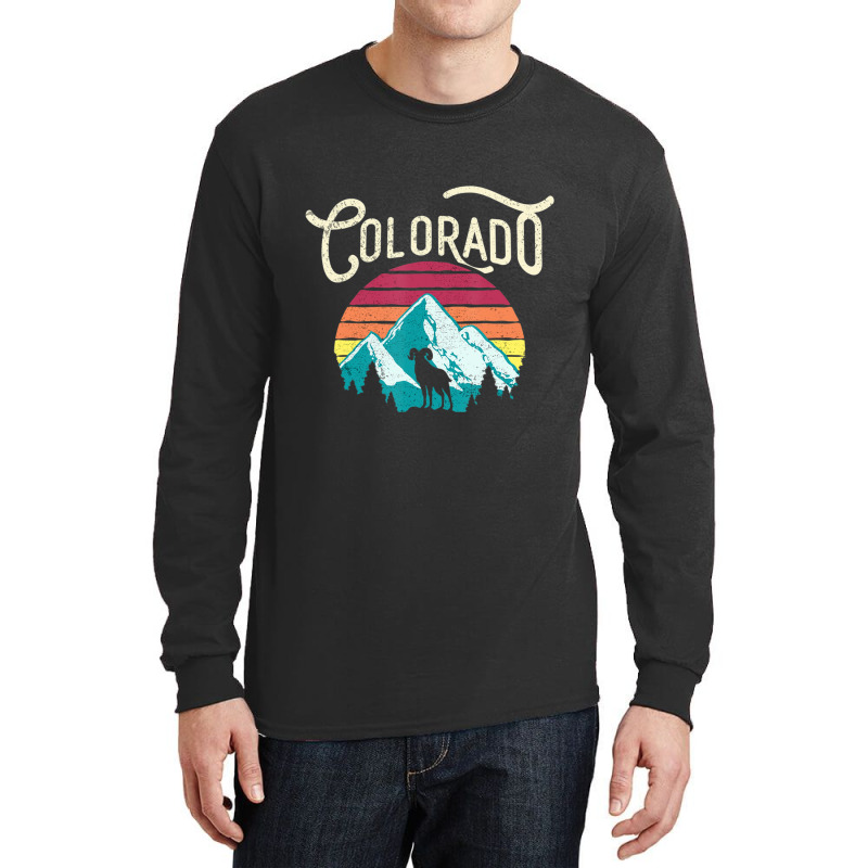 Retro Colorado Co Mountains Wildlife Bighorn Sheep Long Sleeve Shirts by degreesgunner | Artistshot