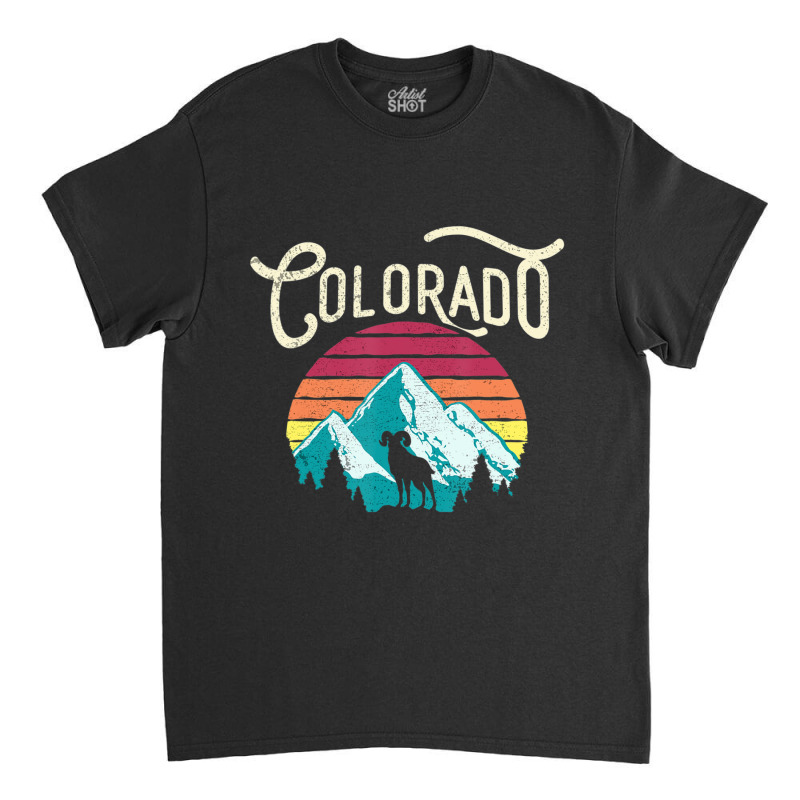 Retro Colorado Co Mountains Wildlife Bighorn Sheep Classic T-shirt by degreesgunner | Artistshot