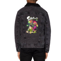 Splatoon Inkling Duo Paint Splatter Poster Unisex Sherpa-lined Denim Jacket | Artistshot