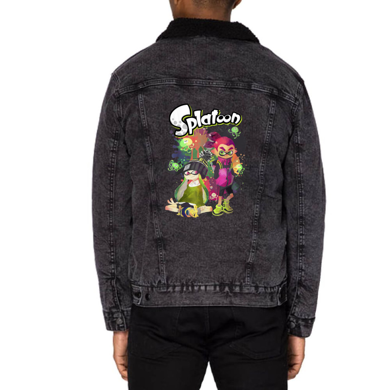 Splatoon Inkling Duo Paint Splatter Poster Unisex Sherpa-lined Denim Jacket | Artistshot