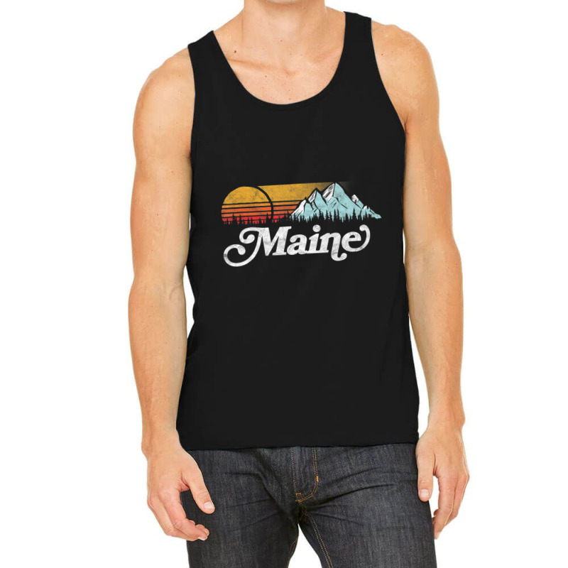 Retro Vibe Maine Vintage Mountains & Sun Tank Top | Artistshot