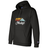 Retro Vibe Maine Vintage Mountains & Sun Champion Hoodie | Artistshot