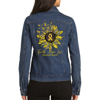 Endometriosis Awareness Awareness - Sunflower Faith Hope Love (2) Ladies Denim Jacket | Artistshot