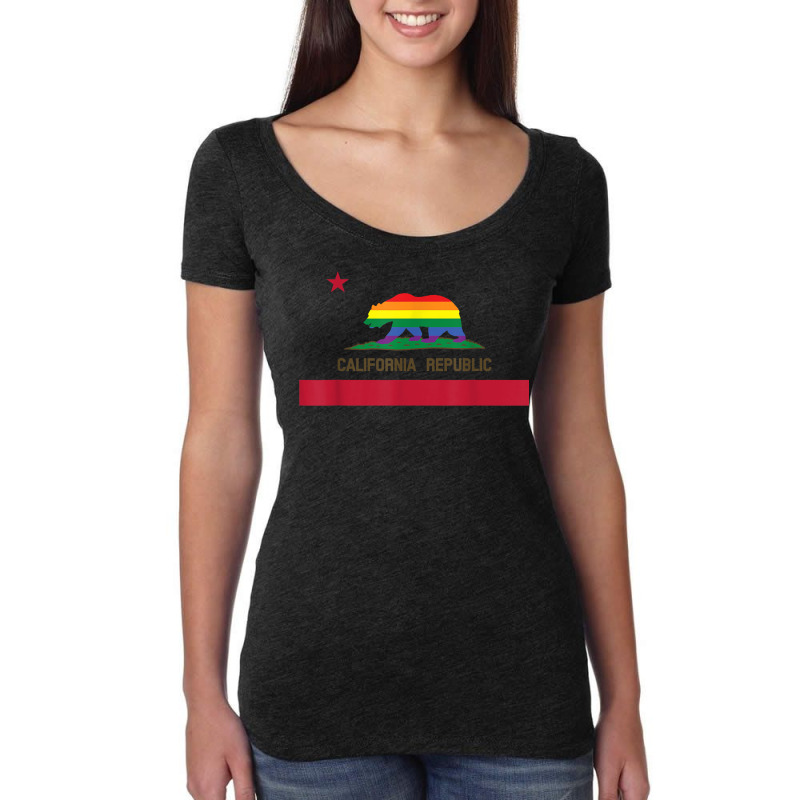 Lgbtq California Republic Rainbow Flag Gay Pride T Shirt Women's Triblend Scoop T-shirt by anitrasargisg5b | Artistshot