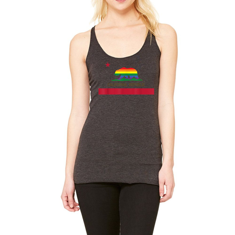 Lgbtq California Republic Rainbow Flag Gay Pride T Shirt Racerback Tank by anitrasargisg5b | Artistshot