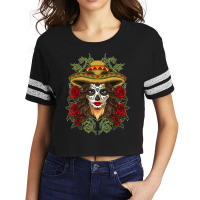 La Calavera Catrina   Santa Muerte   Sugar Skull T Shirt Scorecard Crop Tee | Artistshot