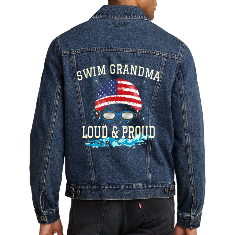 Swim Swimmer Funny Swimmin Goggles Cap Grandma Men Denim Jacket | Artistshot