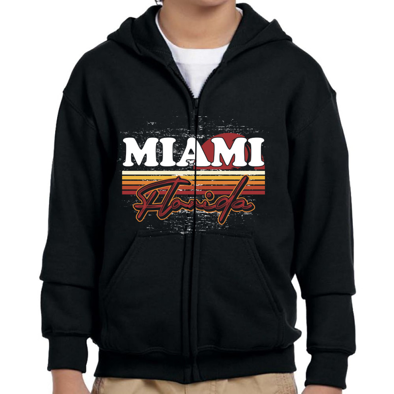 Fl Miami Retro Sunset Summer Florida State Florida Youth Zipper Hoodie | Artistshot