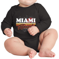 Fl Miami Retro Sunset Summer Florida State Florida Long Sleeve Baby Bodysuit | Artistshot