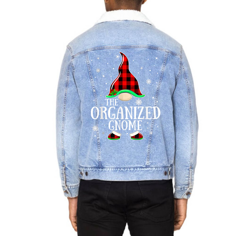 Organized Gnome Buffalo Plaid Matching Family Christmas T Shirt Unisex Sherpa-lined Denim Jacket | Artistshot